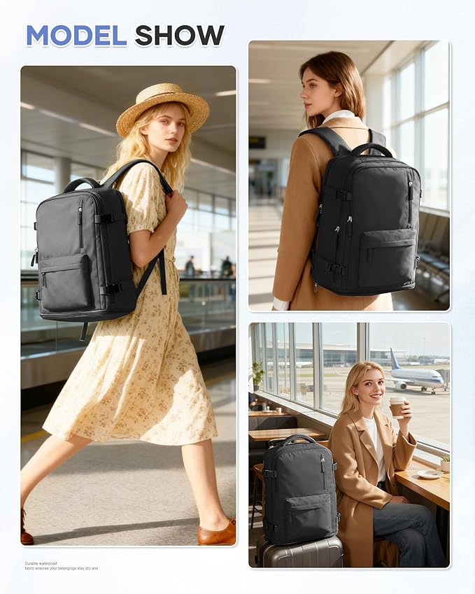 WONHOX Large Travel Backpack Carry on Flight Approved Laptop Work Business Backpack for Women Men Mochila de Viaje