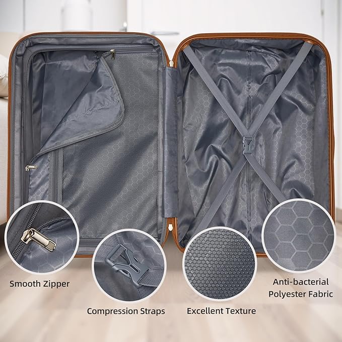6 Piece Luggage Set Hard Shell - Black Expandable Suitcases with Spinner Wheels and Duffel Bags for Family Travel, Durable Carry On Luggage Sets with Lock for Women and Men