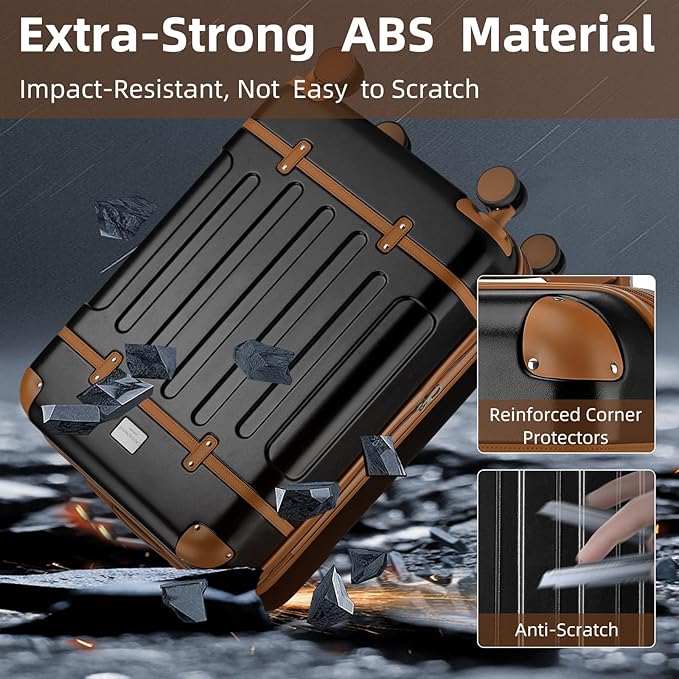 LARVENDER Carry On Luggage 22x14x9 Airline Approved with Spinner Wheels, Expandable 20 Inch Luggage with TSA Lock, Hard Shell Carry On Suitcases for Women Men, Black