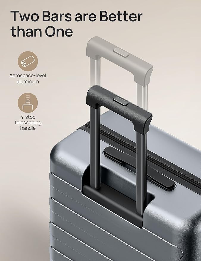 NINETYGO Large Checked Luggage 28 Inch, Checking In Luggage with Smooth Spinner Wheels, Expandable, Hard Shell PC Suitcase, Lightweight Travel Luggage, TSA Approved (Grey, Rhine Max)