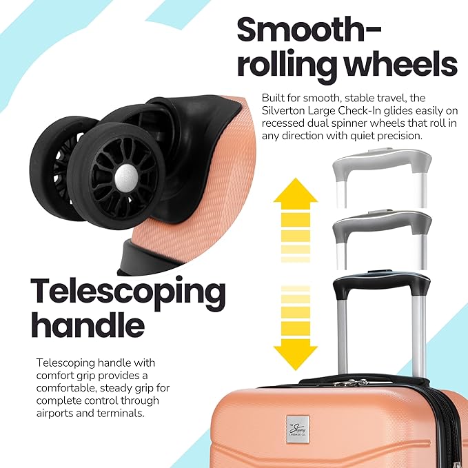 Skyway Luggage Silverton Hardside Collection – Lightweight Durable Suitcases with Wheels, Expandable Luggage for Travel Essentials with TSA Lock, 28-inch Large Checked, Papaya Punch