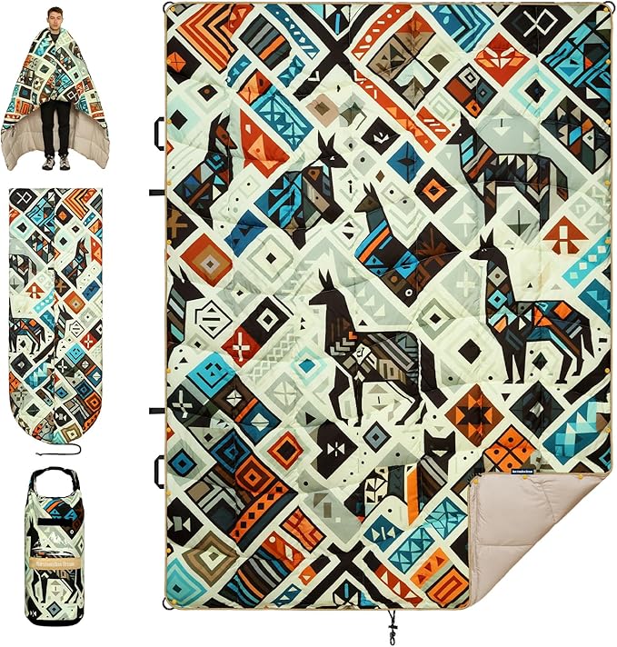 Camping Blanket, Puffy Blankets Lightweight Windproof Resistant for Outdoors,Hiking, Backpacking,Car,Picnic,Stadium