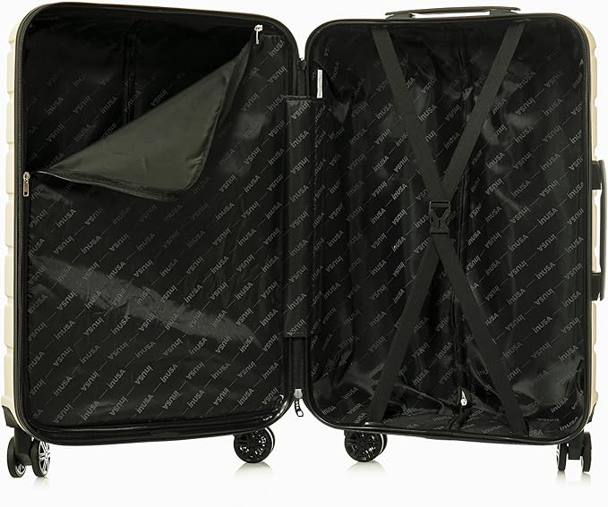 InUSA TREND Luggage with Spinner Wheels | Durable Lightweight Hardshell Suitcase,Travel sets with Handle and Trolley | (20in, 24in, 28in) 3 Piece Set | Sand