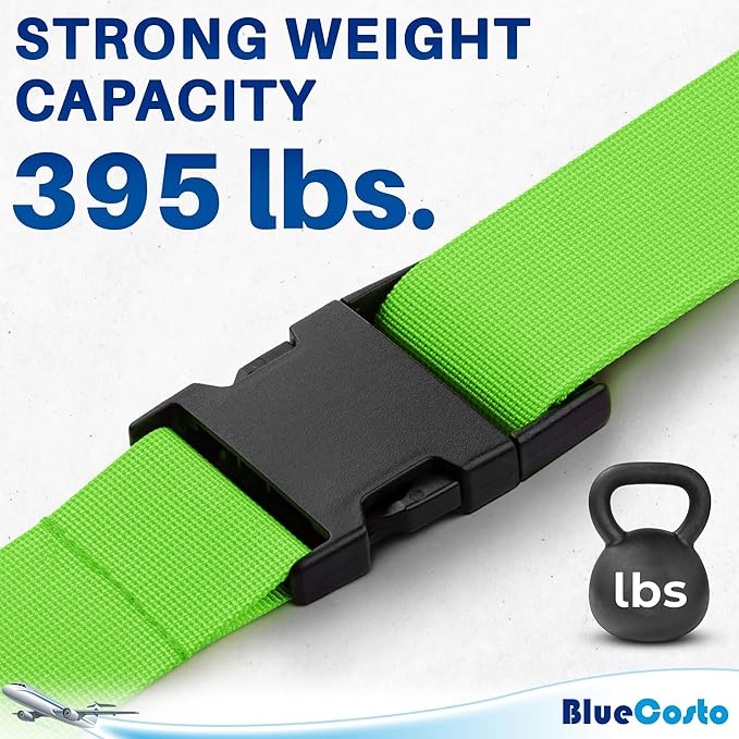 Luggage Straps for Suitcases - TSA Approved - Mixed Colors, 4 PK - Premium Nylon Belts for Suitcase, Briefcase & Travel Bag - Adjustable Strap Length 46" - 78"
