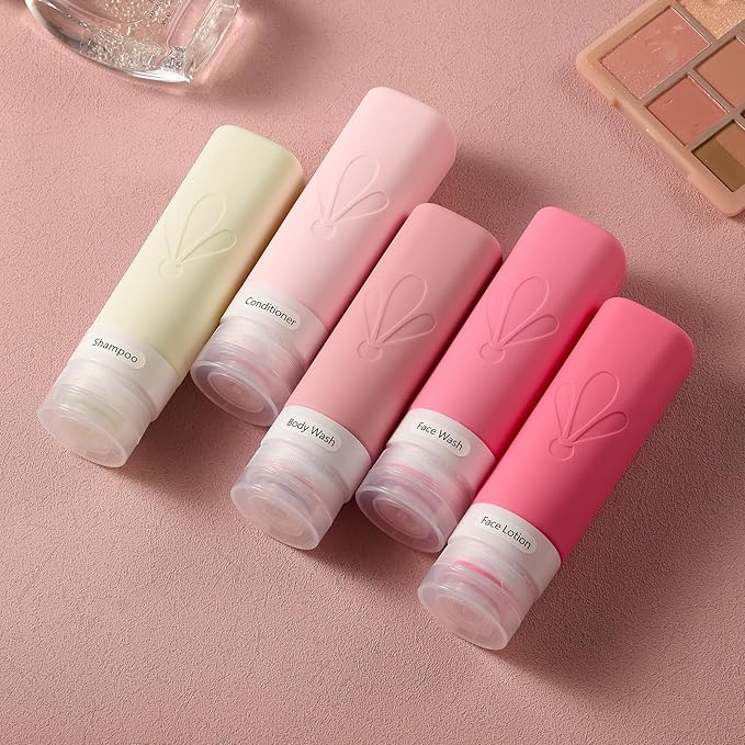 INSFIT Travel Bottles for Toiletries, TSA Approved 3oz Travel Size Toiletries, BPA Free Leak Proof Squeezable Silicone Tubes Travel Essentials for Shampoo Conditioner Lotion Soap