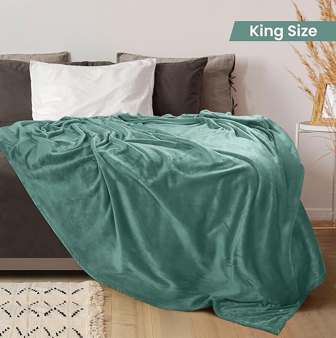 Utopia Bedding Fleece Blanket King Size Celadon 300GSM Luxury Fuzzy Soft Anti-Static Microfiber Bed Blanket (90x102 Inch)
