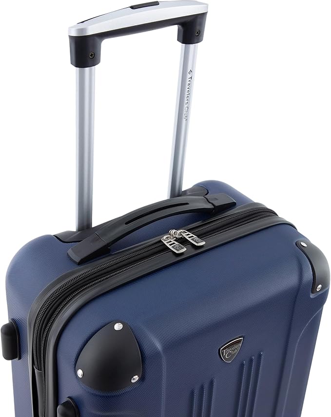 Travelers Club Chicago Hardside Expandable Spinner Luggage, Navy Blue, 22" Carry-On