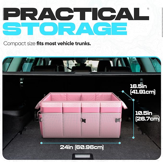 FORTEM Trunk Organizer For SUV Car Trunk Organizer, Foldable Storage, Car Accessories for Women Men, Collapsible Bag, Perfect Christmas Gifts, 600D Oxford, Non Slip Bottom, Straps, Soft Cover (65L)