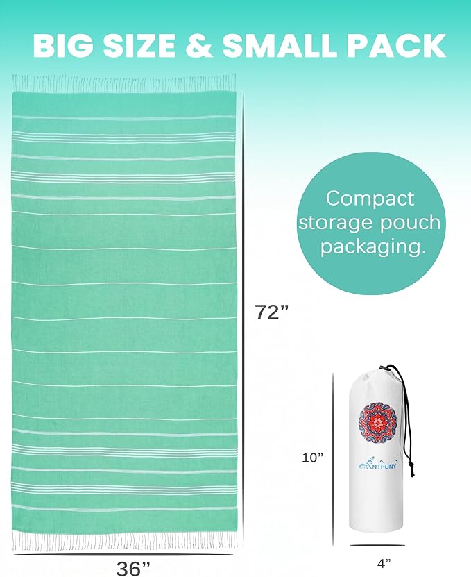 Antfuny 6 Packs Turkish Beach Towels Yoga Blanket Gym Workout Towel Mens Birthday Gift Ideas for Father Day Dad Husband Brother Uncle Son Daughter Boyfriend Male Boss Grandpa Him Appreciation Green