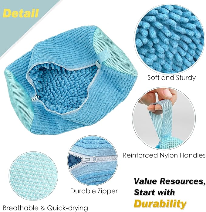 Shoe Washing Machine Bag,Laundry Shoe Bag for Washer and Dryer,Reusable Shoe Cleaning Bag for Sneakers,Tennis Shoes,With Self-locking Zipper, Microfiber Inside,Include Shoe Bag (Pro Blue - 2 Pack)