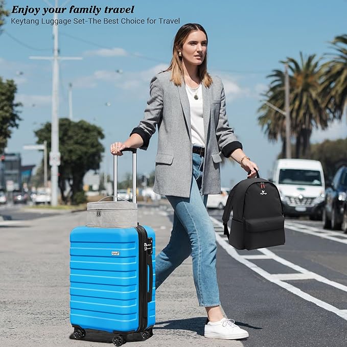 Zebra 20" Expandable Carry-On, Lightweight Hardshell Suitcase with Spinner Wheels,Blue