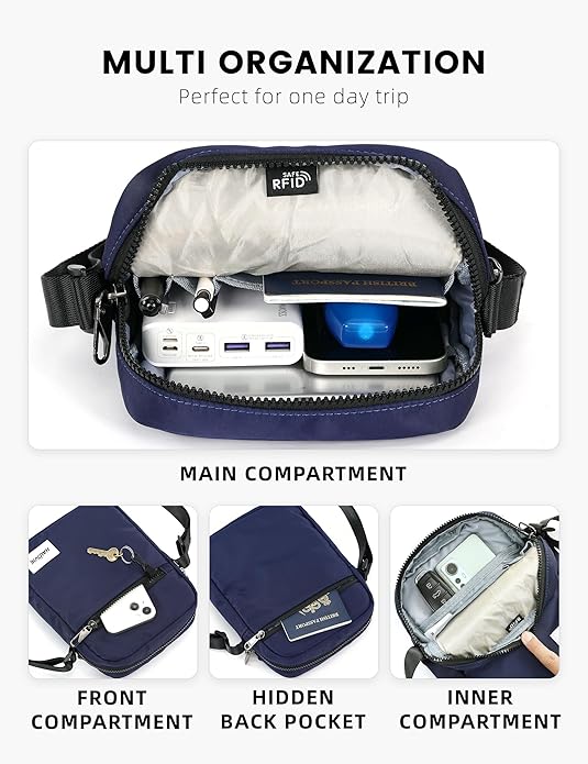 HALOVIE Small RFID Anti Theft Crossbody Bag Lightweight Sling Cross Body Bag Purse for Women Men for Travel Daily