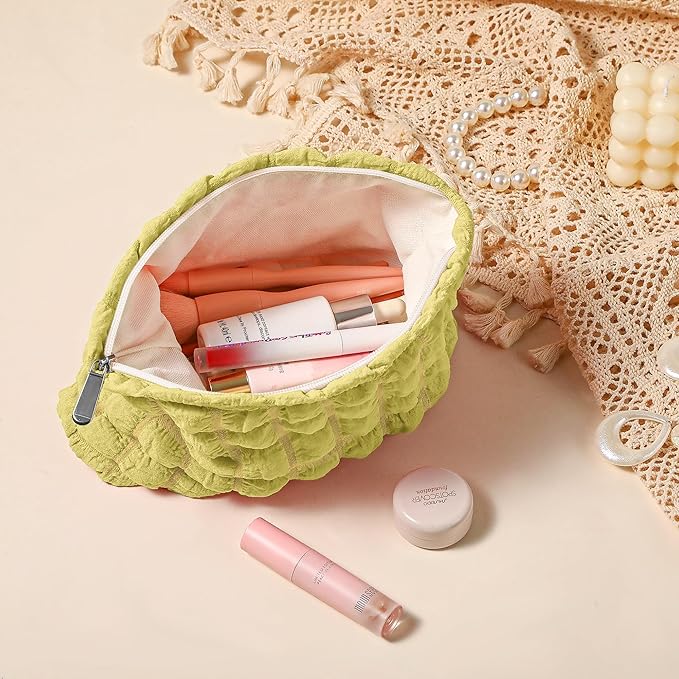 Makeup Bag, Bubble Cloud Travel Cosmetic Bag Organizer, Large Capacity Toiletry Make Up Bags with Zipper for Women and Girls, Yellow