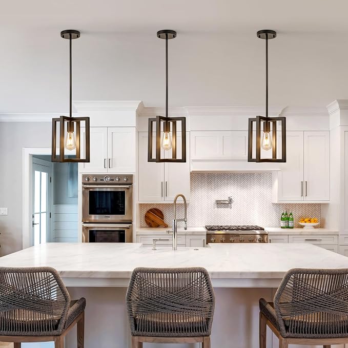 Klgxnrd Small Modern Farmhouse Black Pendant Lights Kitchen Island, Adjustable Hanging Metal Industrial Chandelier Ceiling Light Fixture for Hallway Entryway Bedroom Dining Room