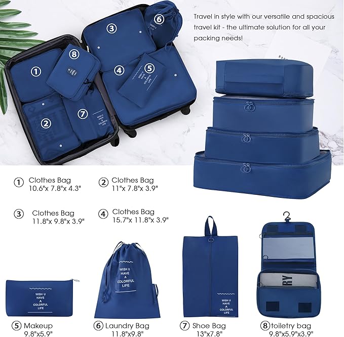 Merax Luggage Sets 13 Piece Suitcase Set 16/20/24/28 IN,Carry on Luggage and Travel Bag TSA Lock Expandable,Hard Case Luggage with Spinner Wheels,Blue