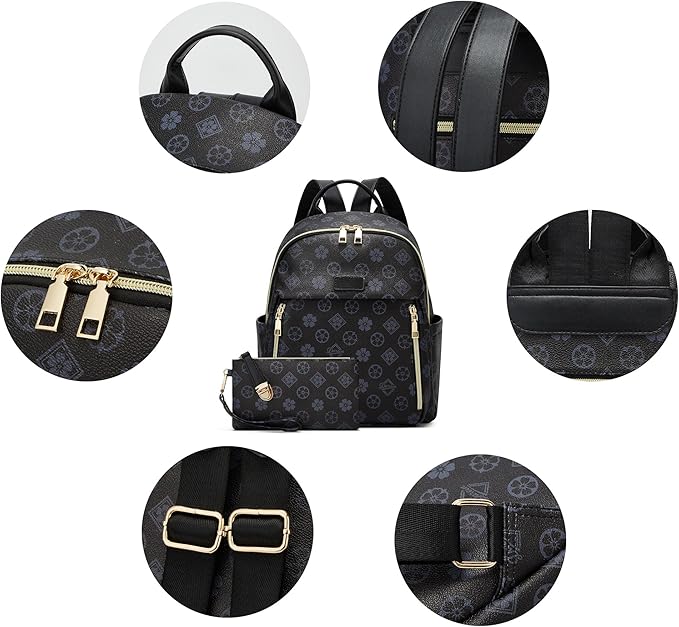 Makes Mini Backpack for Women, Stylish Daypack Purse Handbag Small Casual Daily Travel Bag, Lady Girls Gifts for Work School, 2pcs Sets