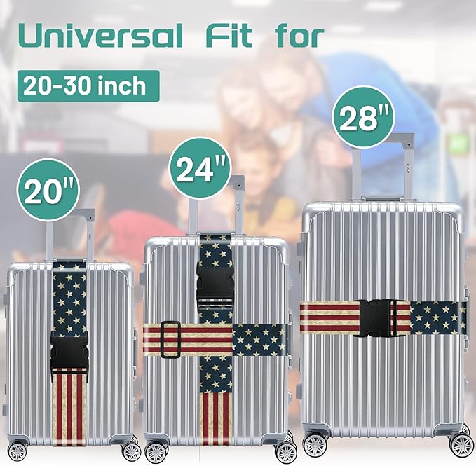 Slohif Luggage Straps for Suitcases Travel Belt Accessories Luggage Connector Identifiers Over Handle with Buckle Unique Nylon Adjustable Strap for Sleeping Bag Car Seat Flag(2 Pack)