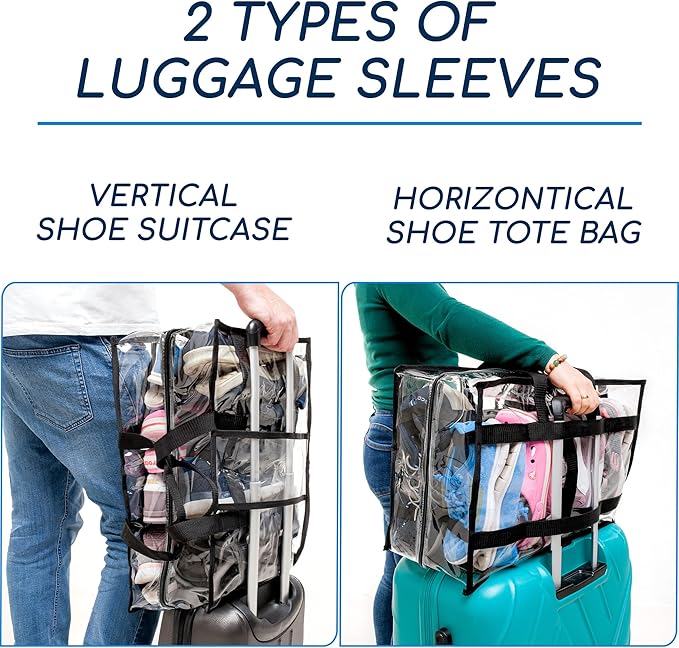 Shoe Travel Bag for Shoes - Travel Shoe Organizer - Portable Luggage Shoes Carrier Sneaker Bag - Shoe Storage Case (Clear, 8 Pairs)