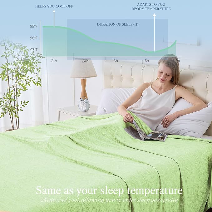 Cooling Blanket Throw Size, 50"x70" Cooling Blankets for Hot Sleepers, Cold Blanket Thin Lightweight Breathable Soft for Couch Bed, Lightweight Blanket Keep Cool for Night Sweats
