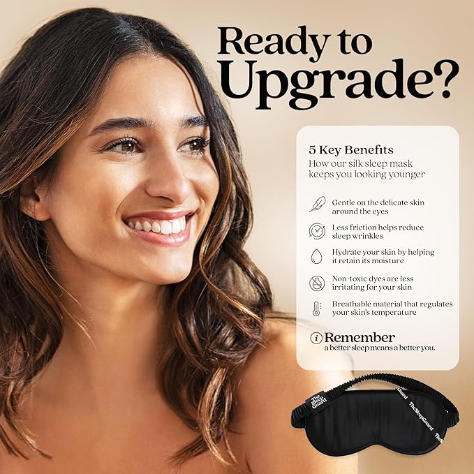 TheSleepGuard Pure Silk Sleep Mask [100% 6A Mulberry Silk, 22 Momme] Light Blocking Travel Essentials. Eye Masks for Sleeping. Black Oeko-Tex Blindfold. Eye Covers for Men & Women