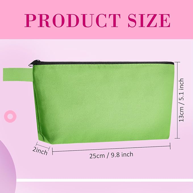 Saintrygo 10 Pieces Canvas Makeup Bags Bulk for Women Travel Cosmetic Organizer Plain Storage Pouch Multi-Purpose Blank Travel Toiletry DIY Craft Bags with Zipper(Bright,9.8 x 5 x 2 Inch)