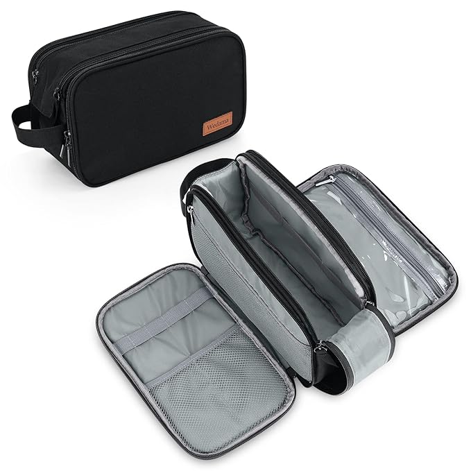 Wedama Toiletry Bag for Men, Handheld Travel Bag, Waterproof Toiletries, Thickened Polyester Dopp Kit, Toiletries Business Trips and Camping, Black