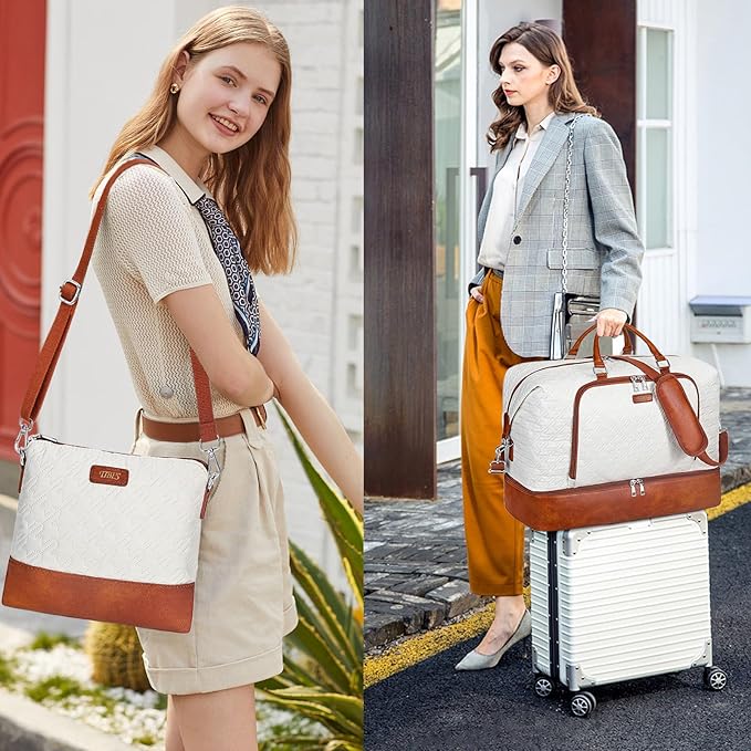 Travel Weekender Bag for Women, 21" Overnight Bag with Shoe Compartment 50L Large Travel Duffel Bag Carry On Tote for Weekend, Overnight, Business Trips, Water Resistant