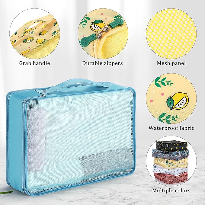 Tudomro 12 Pcs Large Packing Cubes Luggage Organizers for Suitcase Mesh Travel Organizer Bags Travel Packing Organizers for Traveling Camping Hiking