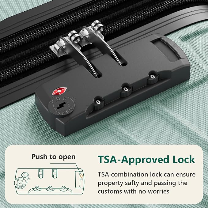 Luggage Sets 3 Piece, ABS Hardside Suitcase Set (20/24/28) with Spinner Wheels, TSA Security Lock, Airline-Approved Carry-On & Lightweight Large Checked Luggage for Business, Travel, Family Vacations