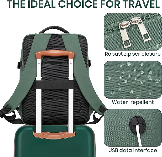 Kono Airline Approved Suitcase Set 3 Piece Luggage Set Lightweight Carry On Travel Luggage, TSA Lock Spinner Wheels Hardshell (Green/Brown, (BP/20))