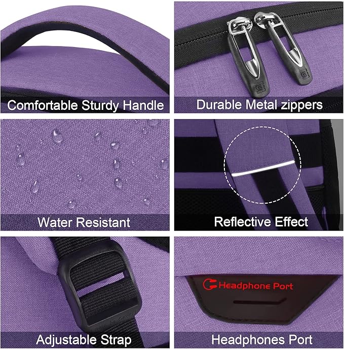 Volher Laptop Backpack,Business Travel Anti Theft Slim Durable Laptops Backpack,Water Resistant College Computer Bag for Women & Men Fits 15.6 Inch Laptop and Notebook-Purple