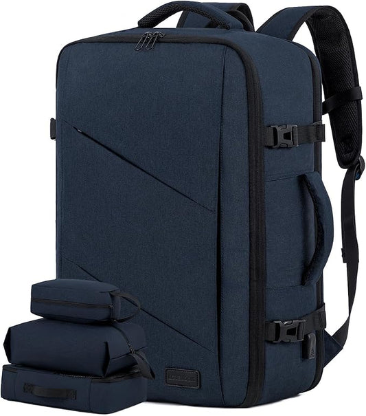 LOVEVOOK Carry on Travel Backpack, Large 50L for Men & Women Flight Approved with USB Charging Port&3 Packing Cubes, Large Suitcase Water Resistant Luggage Daypack Business Weekender Bag, Navy Blue