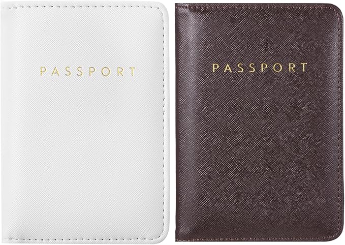 2 Pcs Passport Cover Holder for Travel Waterproof Leather Passport Wallet Case Book Travel Cruise Essentials for Women Men | 2 Pieces, Bridal, Holder, Waterproof, Holder Covers, Travel Wallet