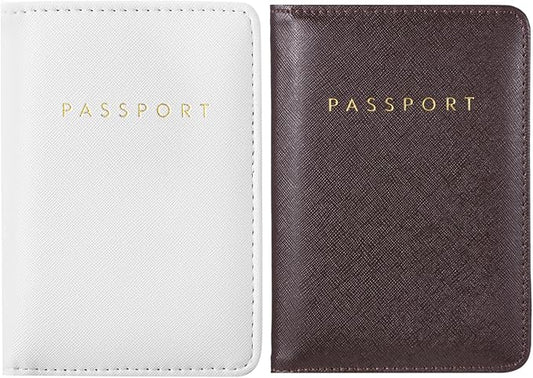 2 Pcs Passport Cover Holder for Travel Waterproof Leather Passport Wallet Case Book Travel Cruise Essentials for Women Men | 2 Pieces, Bridal, Holder, Waterproof, Holder Covers, Travel Wallet