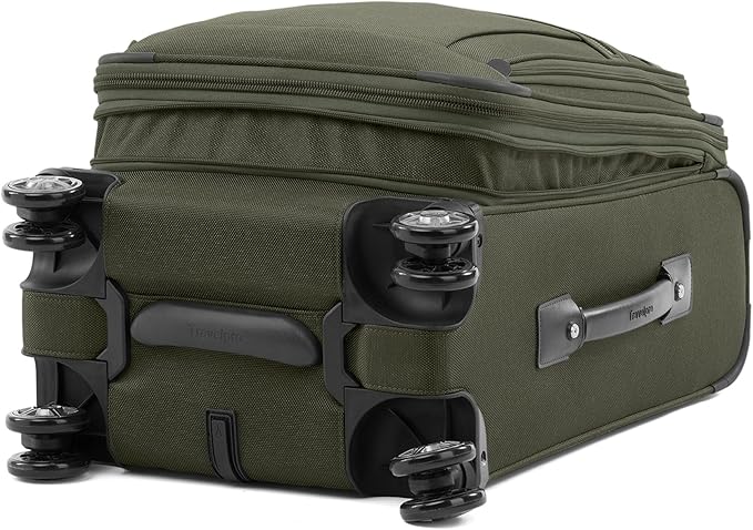 Travelpro Platinum Elite Softside Expandable Carry on Luggage, 8 Wheel Spinner Suitcase, USB Port, Suiter, Men and Women, Pilot Green, Carry On 21-Inch