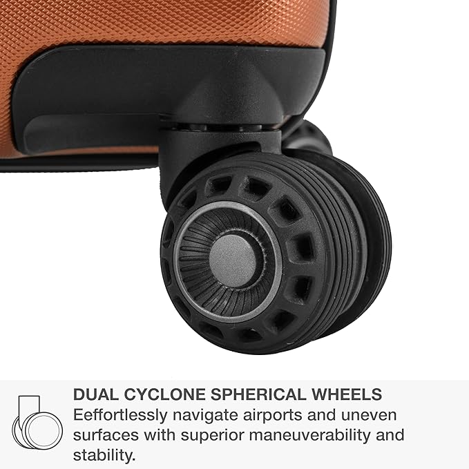 Traveler's Choice Archer Polycarbonate Hardside Spinner Luggage Set, Tie Down Straps, Orange, Carry-On 21-Inch