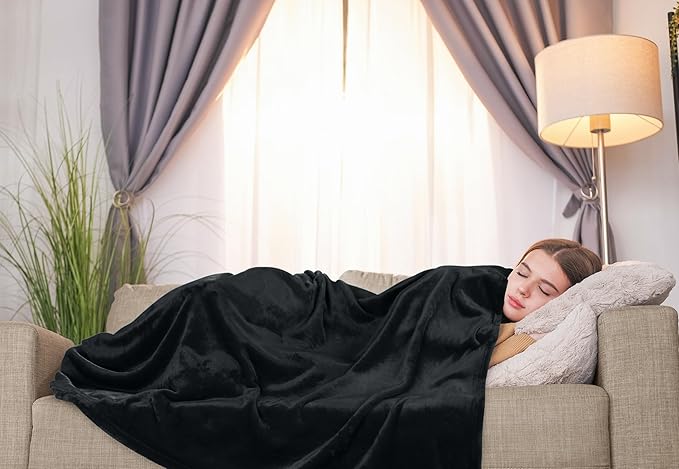 Utopia Bedding Fleece Blanket Twin Size Black 300GSM Luxury Anti-Static Fuzzy Soft Microfiber Bed Blanket (60x80 Inch)