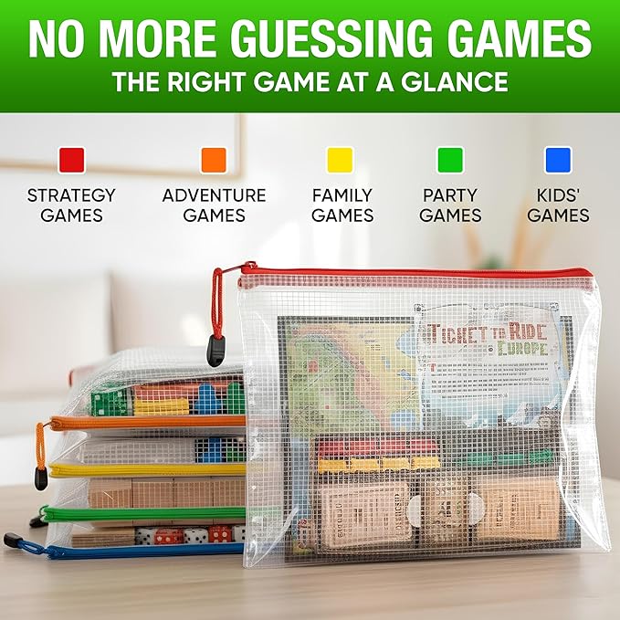 5 Pack Mesh Zipper Pouch Bags A3 - Plastic Zipper Pouches for Organizing 17.7x12.6 inch - Game Storage Bags - Puzzle Organizer Bags - Large Zip Pouch Bags - Mesh Pouch with zip - Puzzle Bags