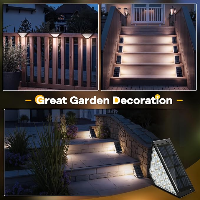 BKBB PPBB Solar Step Lights for Outside, Solar Stair Lights Outdoor Waterproof, Deck Step Lights for Fence, Patio, Yard, Porch, Front Door, Sidewalk, Garden, Patio Decor (8, Cool White)