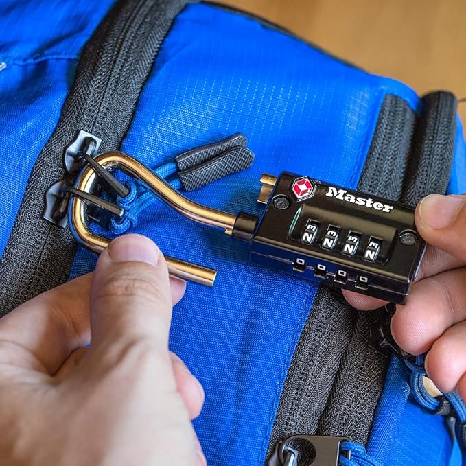Master Lock Padlock, Set Your Own Combination TSA Accepted Luggage Lock, 1-5/16 in. Wide, 4696D, Black