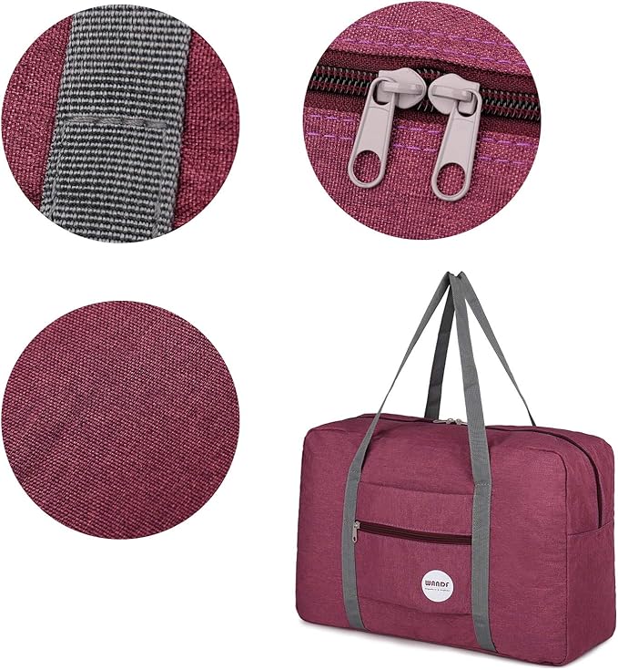 WANDF For Spirit Airlines Personal Item Bag 18x14x8 Travel Duffel Bag Underseat Foldable Carry-on Luggage for Women
