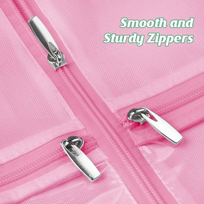 MISSLO 70" Wedding Dress Garment Bag with Bride Tote Bag 8'' Gusseted Wedding Dress Bags for Gowns Long 4 Pockets Dress Cover for Women, Pink