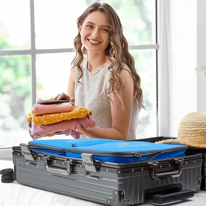 G4Free 6 Set Compression Packing Cubes, 3 sizes Travel Packing Organizers for Suitcases, Expandable Luggage Suitcase Storage Bags Set, Lightweight Packing Cubes Travel Essentials