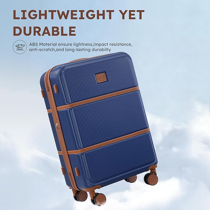 Suitour Expandable 4-Piece Luggage Set (14" 19" 23" 27") ABS Hardside Suitcase Sets with Spinner Wheels Checked Luggage Travel Suitcase