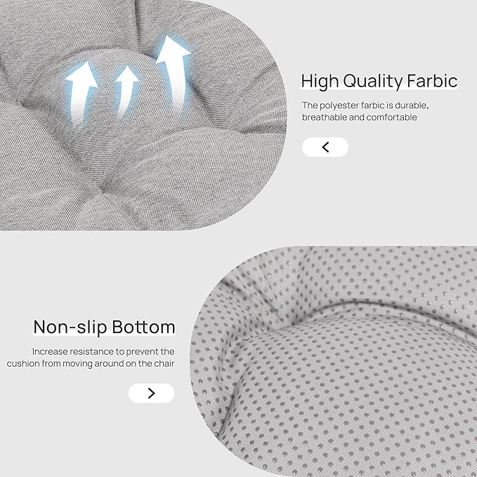 Love's cabin Memory Foam Chair Cushions Set of 4, 15.5"x15.5"x3.5" Indoor & Outdoor Seat Pads for Dining, Kitchen, Office, Patio Chairs - Light Grey
