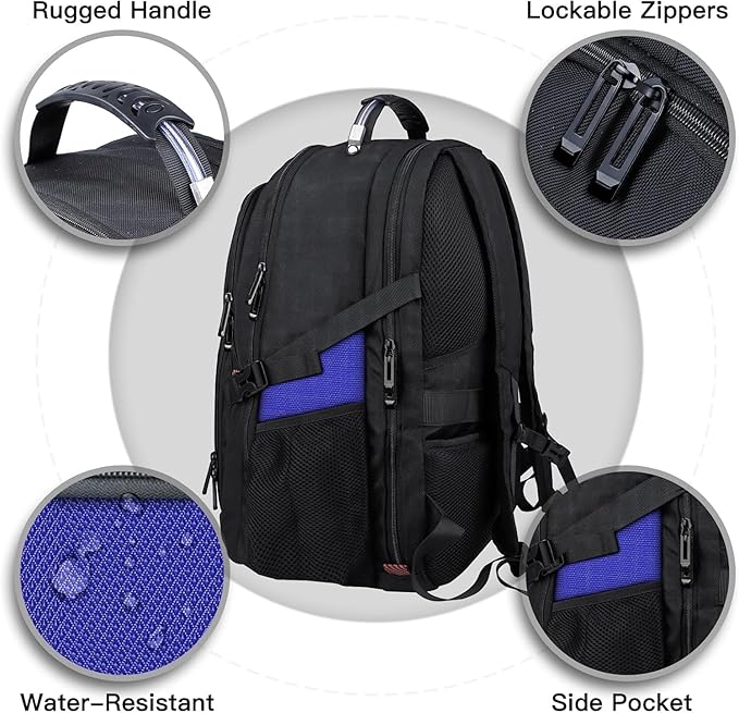 Travel Laptop Backpack, 18.4 Inch Laptop Backpacks for Men Women, 55L Anti Theft Water Resistant College Bussiness TSA Airline Approved Work Computer Backpack, Dark Blue