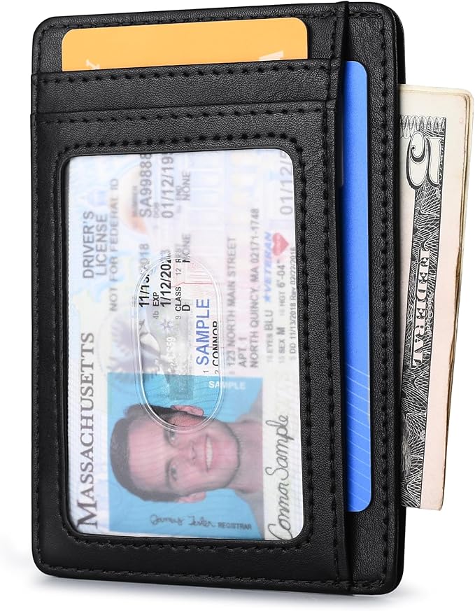 Buffway Slim Minimalist Front Pocket RFID Blocking Leather Wallets for Men and Women - Slate Black | Slim, Minimalist, Front Pocket, RFID Blocking