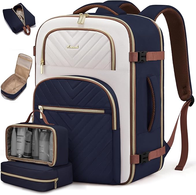 LOVEVOOK Travel Backpack Carry on Flight Approved 40L,Waterproof TSA Travel Essentials Personal Item Backpack for Women Men,Large Carry on Luggage Suitcase Travel Bag for Airplane with 3 Packing Cubes
