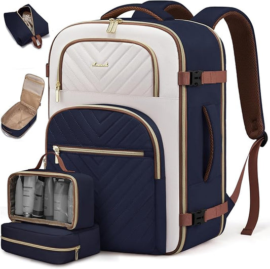 LOVEVOOK Travel Backpack Carry on Flight Approved 40L,Waterproof TSA Travel Essentials Personal Item Backpack for Women Men,Large Carry on Luggage Suitcase Travel Bag for Airplane with 3 Packing Cubes