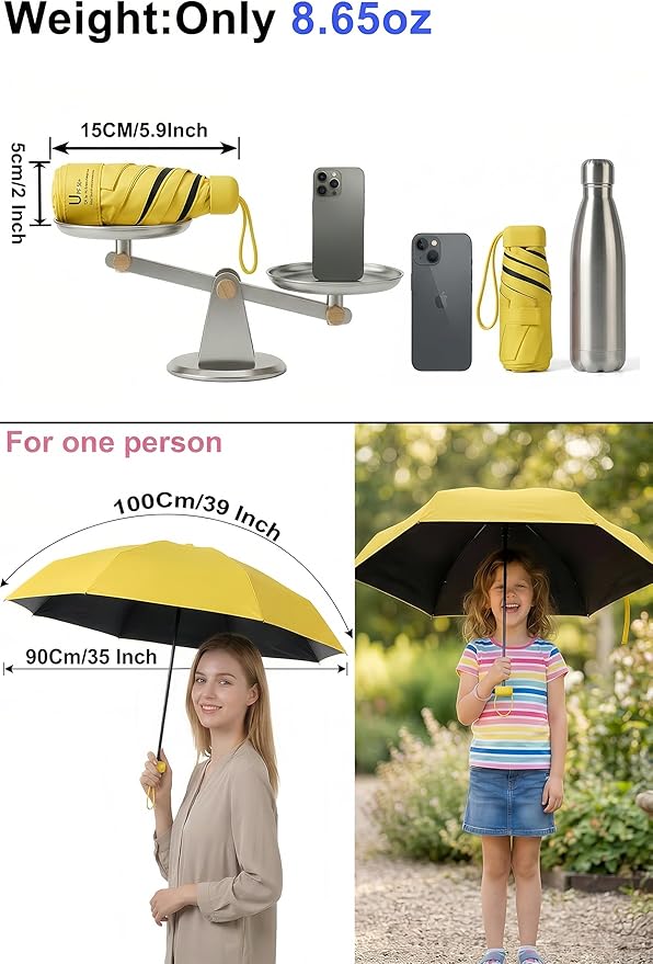 BAODINI Mini Travel Umbrella Small Compact UV Blocking Manual Open Close Portable Sun Protection for Women Kids and Men